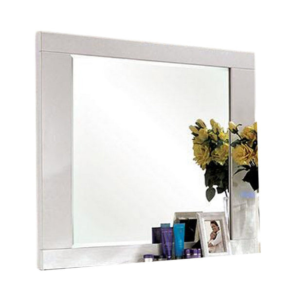 Gely Dresser Mirror, 46 Inch Glossy White Lacquer, Solid Wood Frame -BM332571