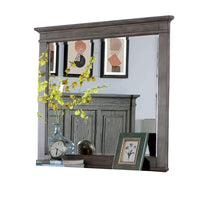 Dory Dresser Mirror, 42 Inch Rectangular, Farmhouse Gray Solid Wood -BM332574