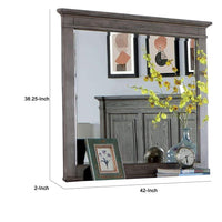 Dory Dresser Mirror, 42 Inch Rectangular, Farmhouse Gray Solid Wood -BM332574