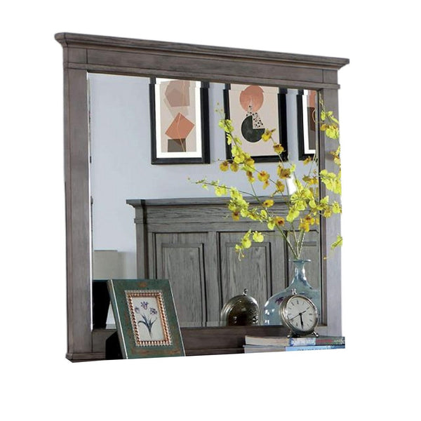 Dory Dresser Mirror, 42 Inch Rectangular, Farmhouse Gray Solid Wood -BM332574
