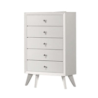 Tory Tall Dresser Chest, 5 Drawers w Bronze Knobs, Textured White Wood -BM332575