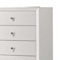Tory Tall Dresser Chest, 5 Drawers w Bronze Knobs, Textured White Wood -BM332575