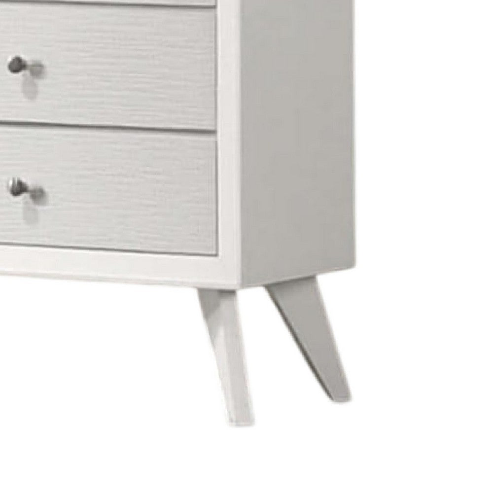 Tory Tall Dresser Chest, 5 Drawers w Bronze Knobs, Textured White Wood -BM332575