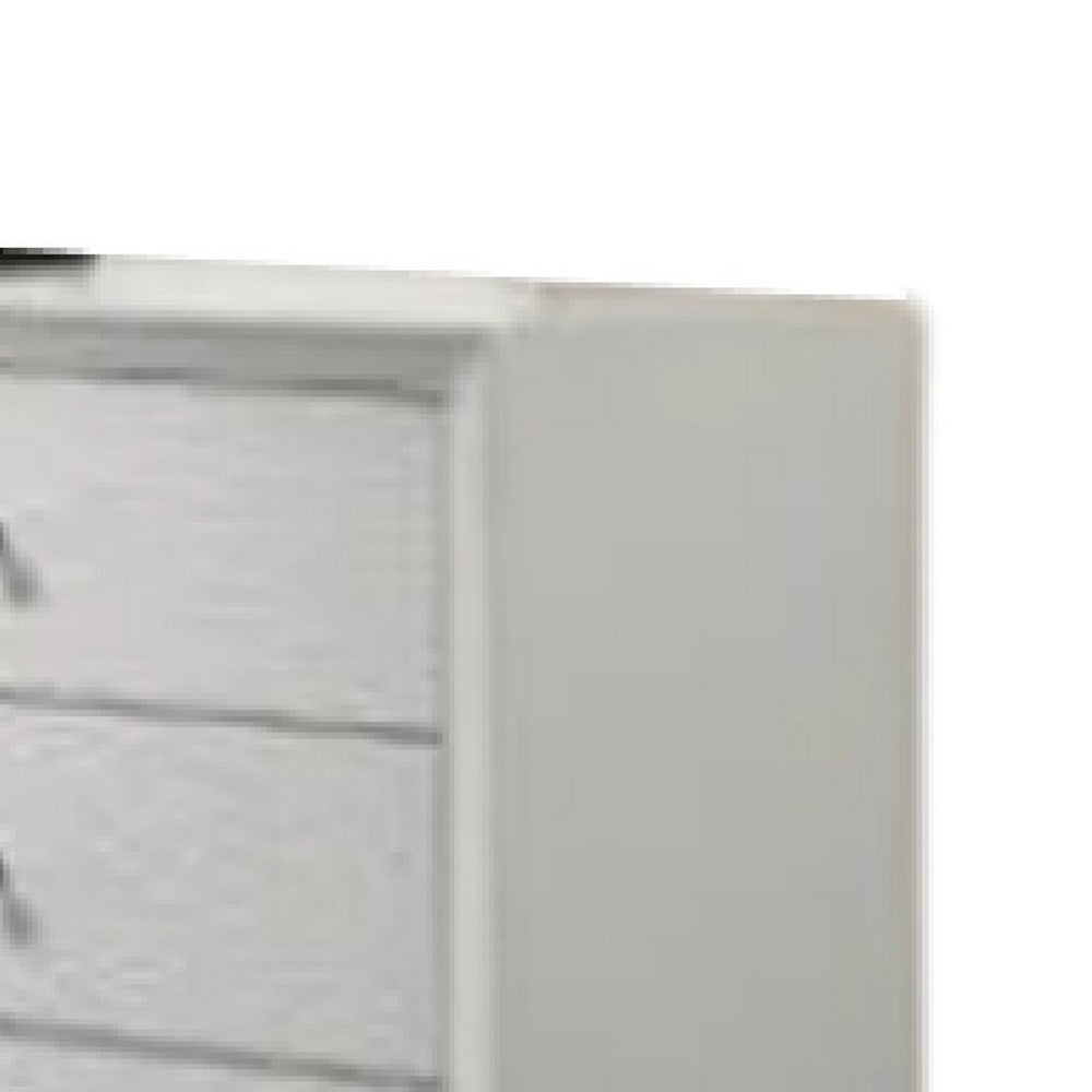 Tory Wide Dresser, 6 Drawers w Bronze Knobs, Textured White Wood -BM332576