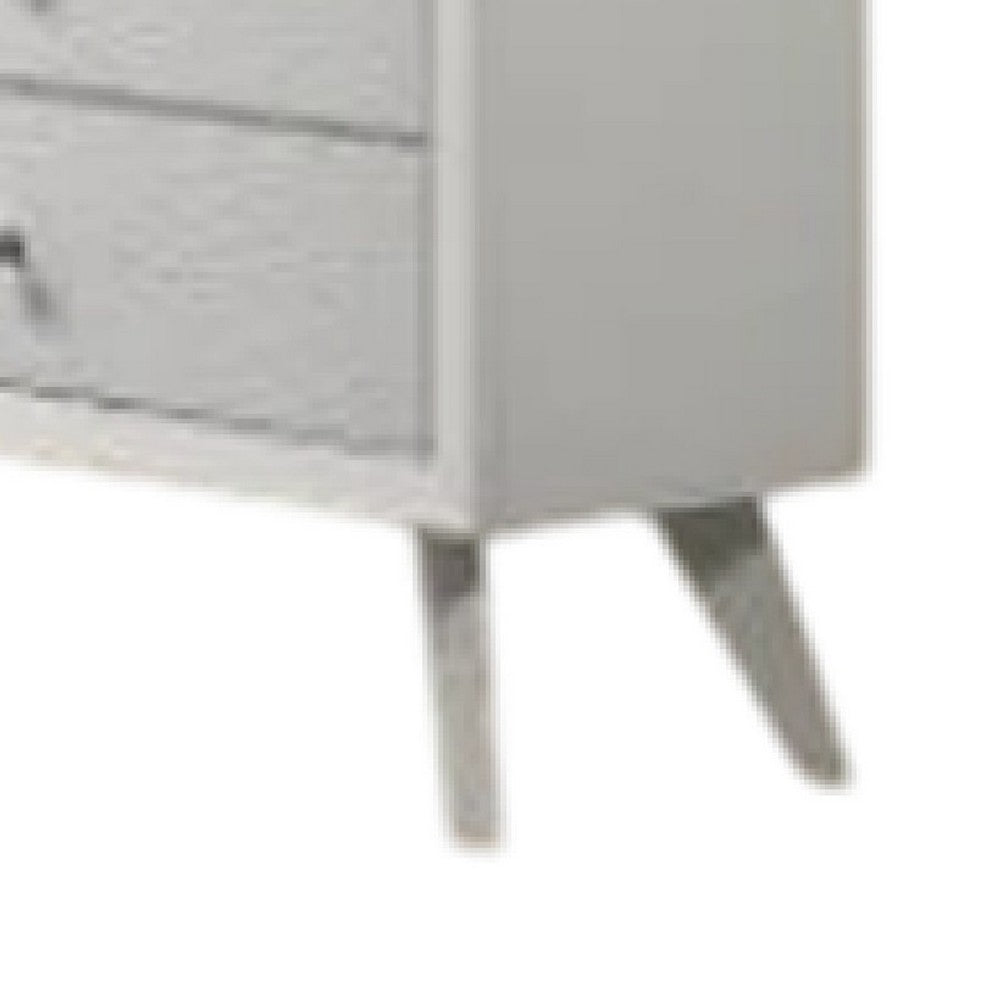 Tory Wide Dresser, 6 Drawers w Bronze Knobs, Textured White Wood -BM332576