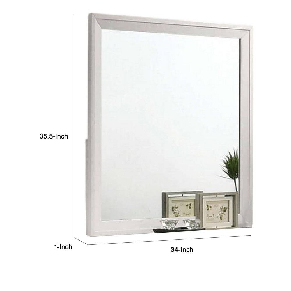 Tory Dresser Mirror, 36 Inch Rectangular, Classic White Solid Wood -BM332577