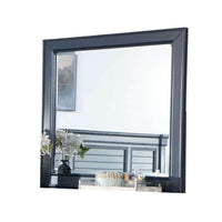 Zeny Dresser Mirror, 40 Inch Rectangular, Slate Blue Solid Wood Frame -BM332580