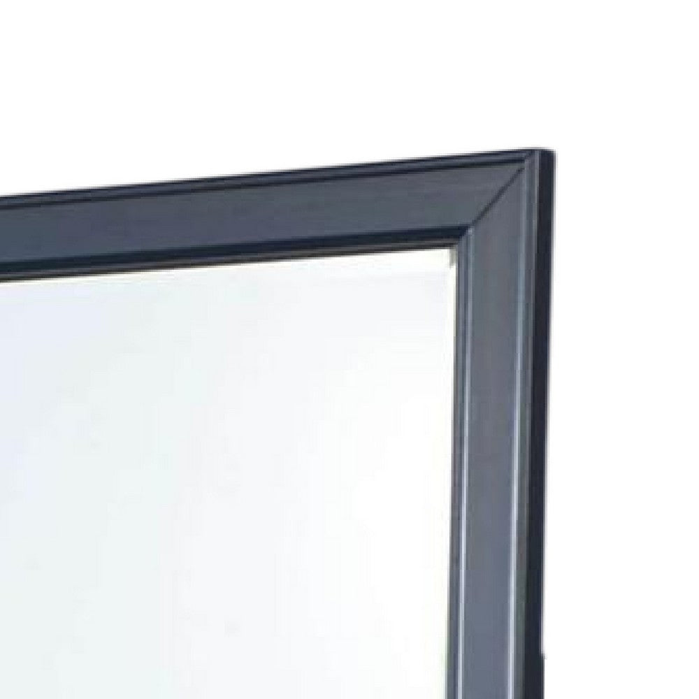 Zeny Dresser Mirror, 40 Inch Rectangular, Slate Blue Solid Wood Frame -BM332580