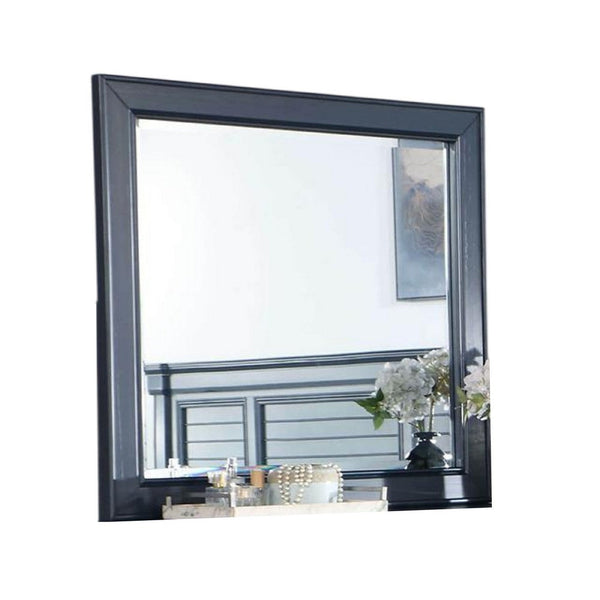 Zeny Dresser Mirror, 40 Inch Rectangular, Slate Blue Solid Wood Frame -BM332580
