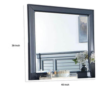 Zeny Dresser Mirror, 40 Inch Rectangular, Slate Blue Solid Wood Frame -BM332580