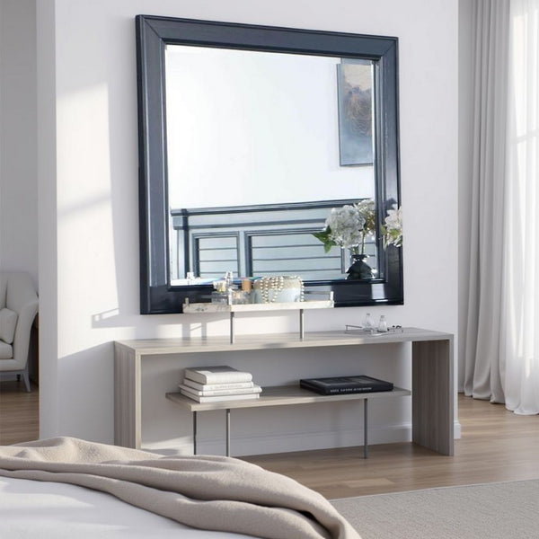 Zeny Dresser Mirror, 40 Inch Rectangular, Slate Blue Solid Wood Frame -BM332580
