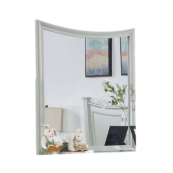 Roly Dresser Mirror, 37 Inch Gray Rectangular Solid Wood Molded Frame -BM332583