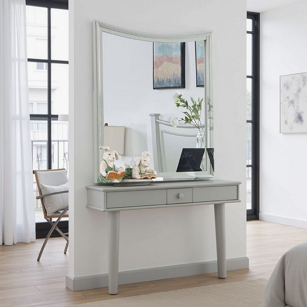 Roly Dresser Mirror, 37 Inch Gray Rectangular Solid Wood Molded Frame -BM332583