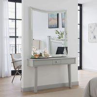 Roly Dresser Mirror, 37 Inch Gray Rectangular Solid Wood Molded Frame -BM332583