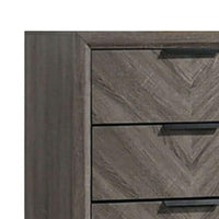 Vey Tall Dresser Chest, 4 Drawers, Finger Handles, Black Chevron Wood -BM332584