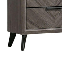 Vey Tall Dresser Chest, 4 Drawers, Finger Handles, Black Chevron Wood -BM332584