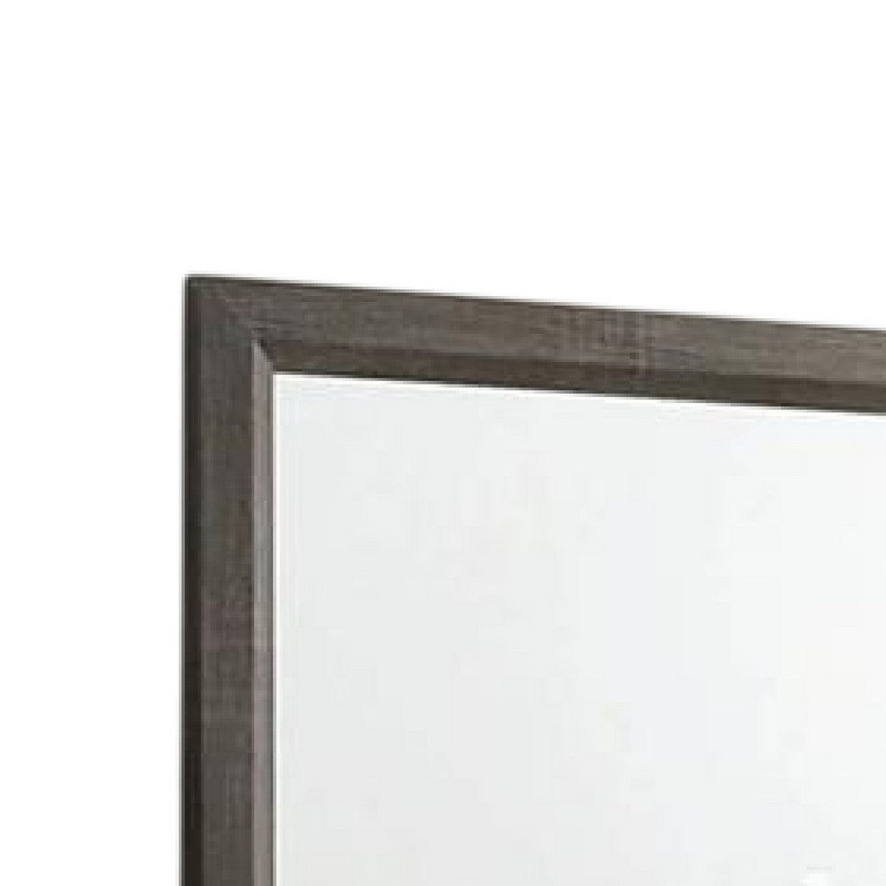 Vey Dresser Mirror, 39 Inch Rectangular, Classic Gray Solid Wood Frame -BM332586