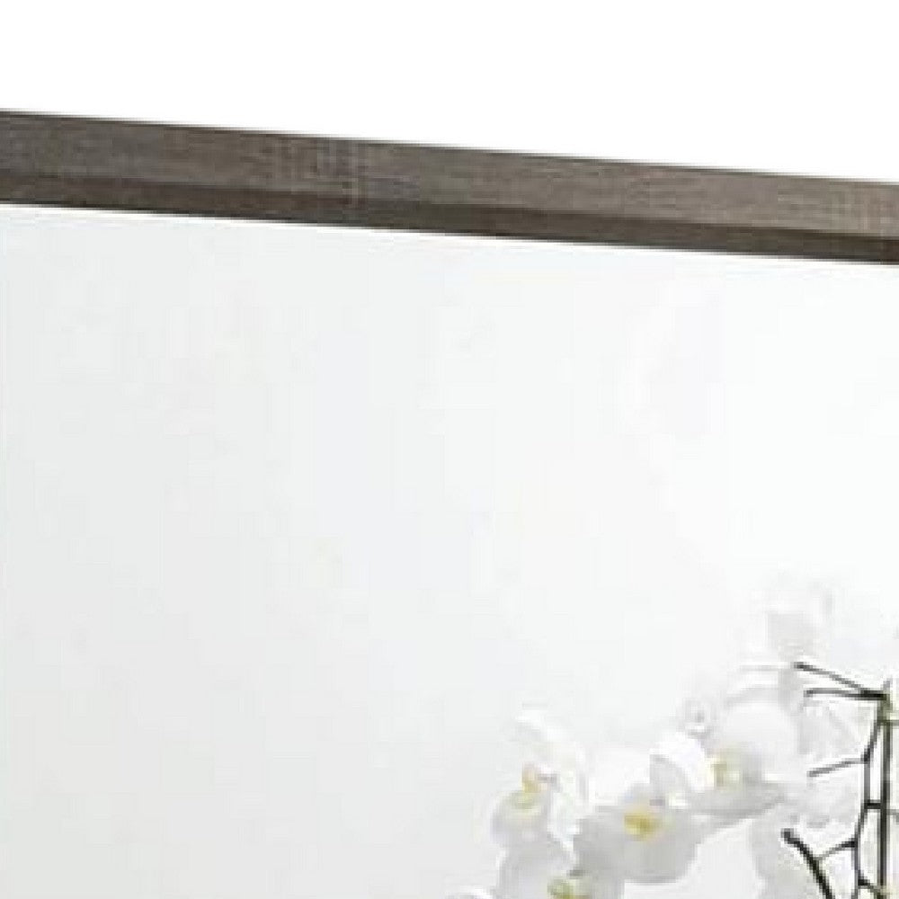Vey Dresser Mirror, 39 Inch Rectangular, Classic Gray Solid Wood Frame -BM332586
