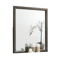 Vey Dresser Mirror, 39 Inch Rectangular, Classic Gray Solid Wood Frame -BM332586
