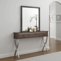 Vey Dresser Mirror, 39 Inch Rectangular, Classic Gray Solid Wood Frame -BM332586