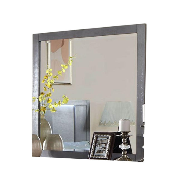 Levice Dresser Mirror, 38 Inch Rectangular, Gray Solid Wood Frame -BM332589