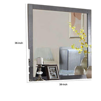 Levice Dresser Mirror, 38 Inch Rectangular, Gray Solid Wood Frame -BM332589