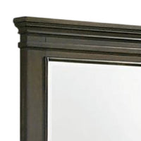 Revy Dresser Mirror, 43 Inch Gray Rubberwood Frame, Crown Molding -BM332590