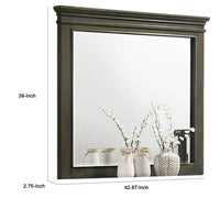 Revy Dresser Mirror, 43 Inch Gray Rubberwood Frame, Crown Molding -BM332590