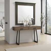 Revy Dresser Mirror, 43 Inch Gray Rubberwood Frame, Crown Molding -BM332590