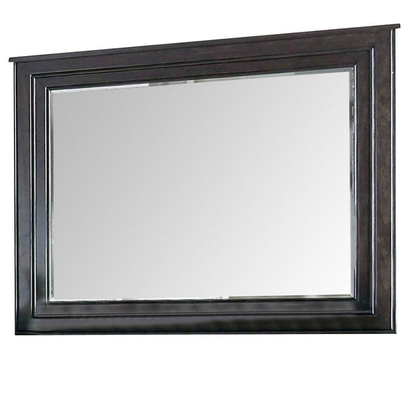 Hevy Dresser Mirror, V Plank Design, Espresso Brown Solid Wood 50 Inch -BM332591