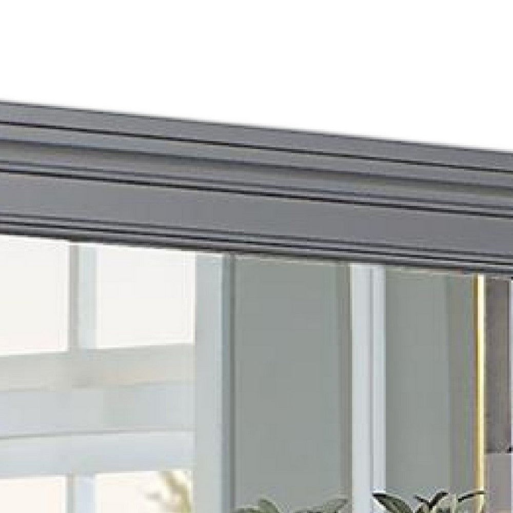 Lile Dresser Mirror w Crown Molding Frame, 42 Inch Gray Solid Wood -BM332592