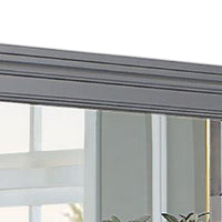 Lile Dresser Mirror w Crown Molding Frame, 42 Inch Gray Solid Wood -BM332592