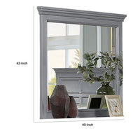 Lile Dresser Mirror w Crown Molding Frame, 42 Inch Gray Solid Wood -BM332592