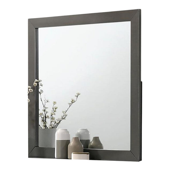Aliso Dresser Mirror, Modern Metallic Gray Solid Wood Frame, 38 Inch -BM332594