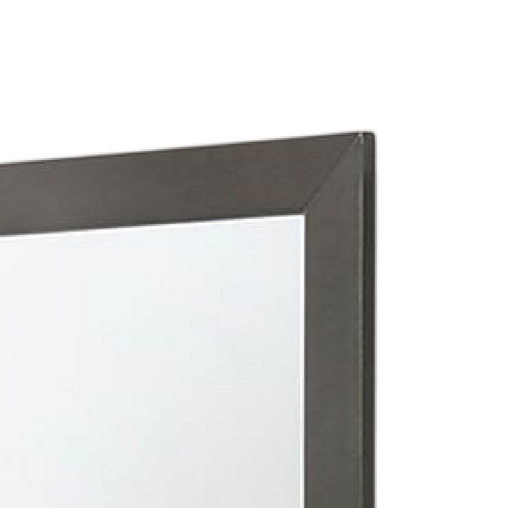 Aliso Dresser Mirror, Modern Metallic Gray Solid Wood Frame, 38 Inch -BM332594
