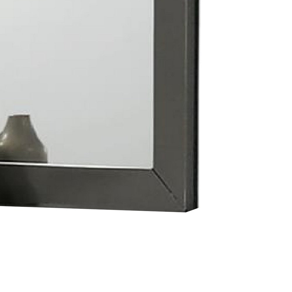 Aliso Dresser Mirror, Modern Metallic Gray Solid Wood Frame, 38 Inch -BM332594