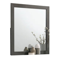 Aliso Dresser Mirror, Modern Metallic Gray Solid Wood Frame, 38 Inch -BM332594