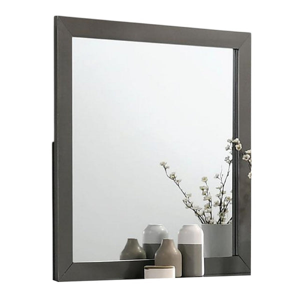 Aliso Dresser Mirror, Modern Metallic Gray Solid Wood Frame, 38 Inch -BM332594