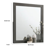 Aliso Dresser Mirror, Modern Metallic Gray Solid Wood Frame, 38 Inch -BM332594