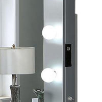 Donna Dresser Mirror w Light Bulbs, USB and Power, 44 Inch Glam Silver -BM332595