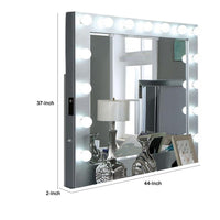Donna Dresser Mirror w Light Bulbs, USB and Power, 44 Inch Glam Silver -BM332595