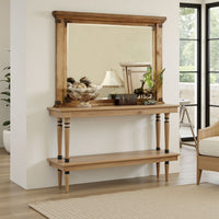 Jery Dresser Mirror, Cottage Style Brown Solid Elm Wood, 48 Inch -BM332596