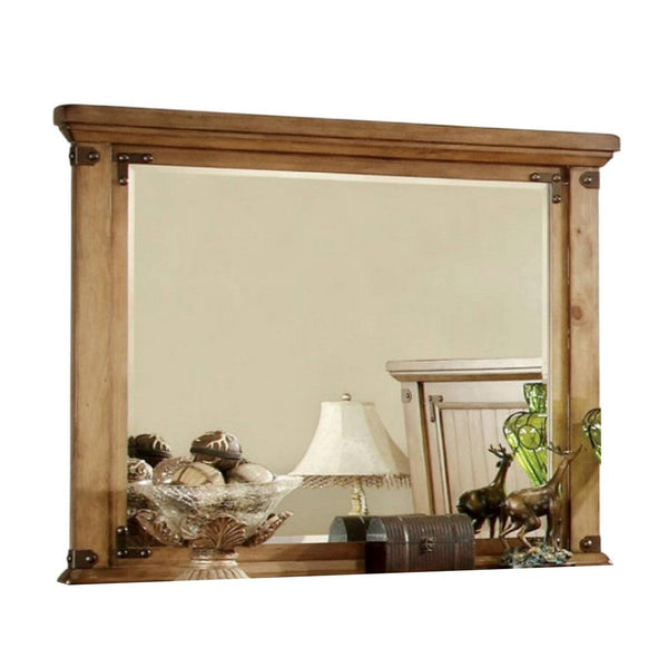 Jery Dresser Mirror, Cottage Style Brown Solid Elm Wood, 48 Inch -BM332596