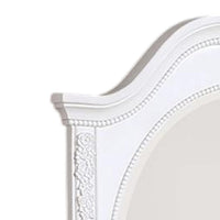 Aleci Dresser Mirror, 42 Inch Carved Frame, Classic White Solid Wood -BM332597