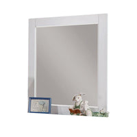 Akira Dresser Mirror, Contemporary Plank Style White Solid Wood 36in -BM332598