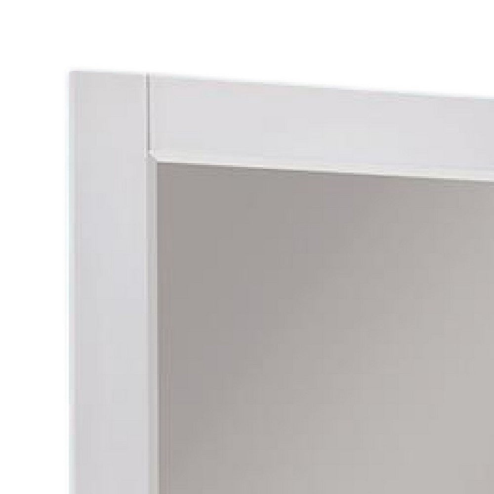 Akira Dresser Mirror, Contemporary Plank Style White Solid Wood 36in -BM332598