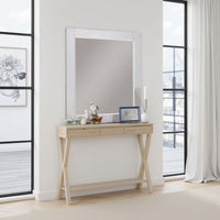 Akira Dresser Mirror, Contemporary Plank Style White Solid Wood 36in -BM332598