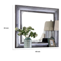 Reno Dresser Mirror, White LED Lights, 46 Inch Gray Solid Wood Frame -BM332599