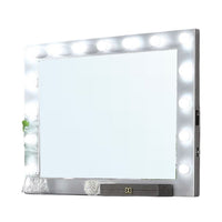 Fery Dresser Mirror w Light Bulbs, USB and Power, Glam Silver 44 Inch -BM332606