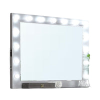 Fery Dresser Mirror w Light Bulbs, USB and Power, Glam Silver 44 Inch -BM332606